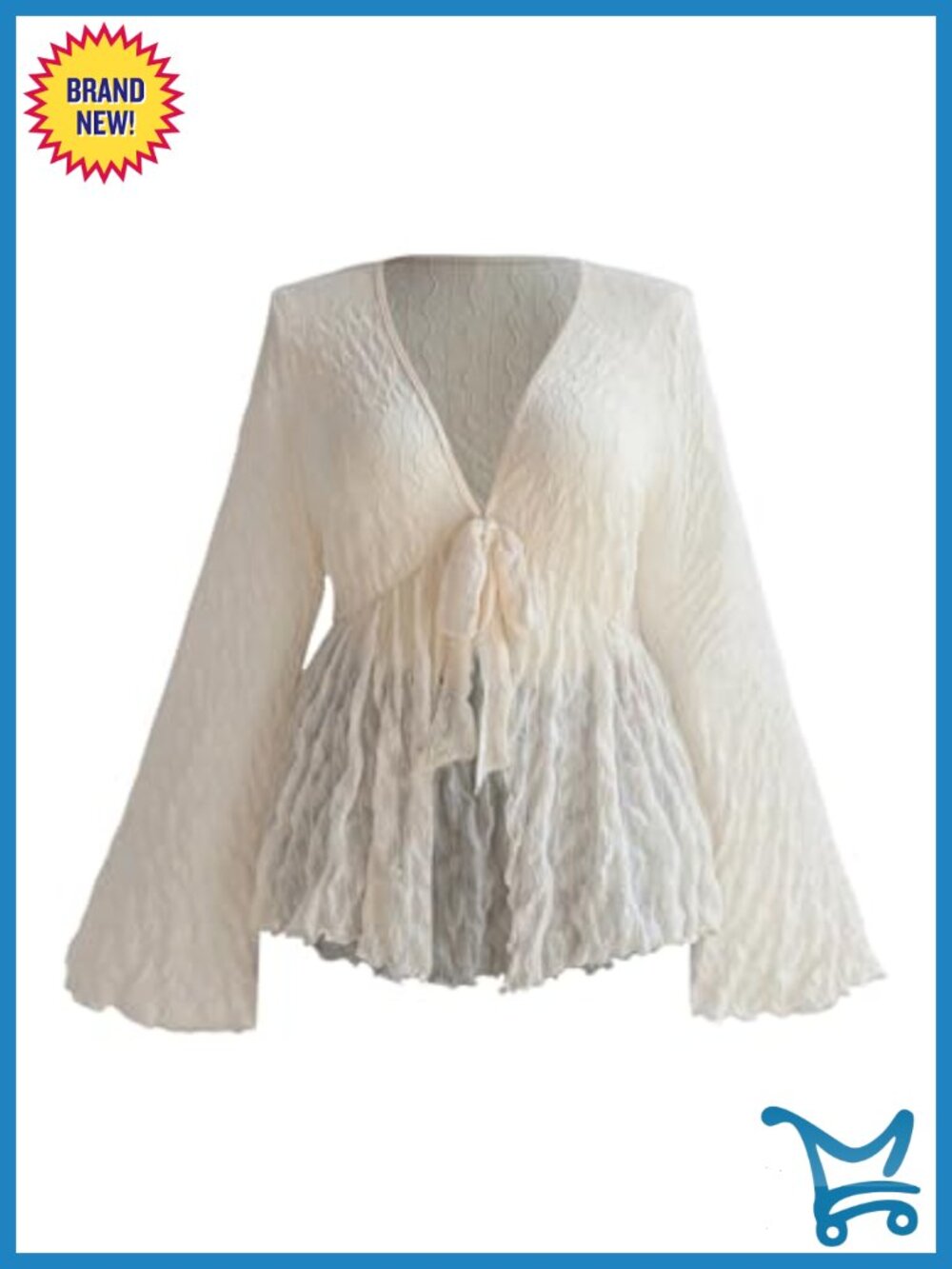 Plus Size Mesh Bell Sleeve Peplum Babydoll Top Blouse